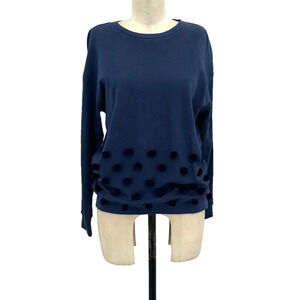 South‎ Parade Navy Blue Pom Pom Detail Sweatshirt Size Small